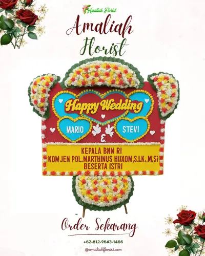 Karangan Papan Bunga Pernikahan di Sukamukti